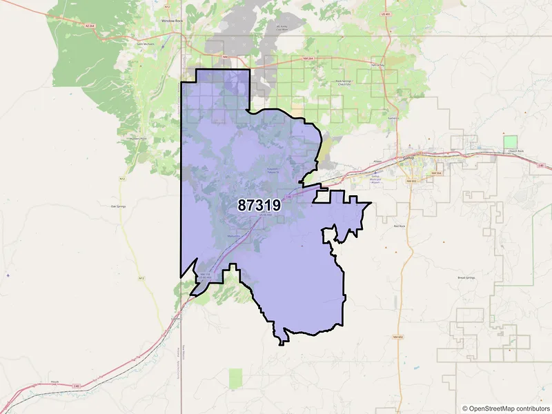 Map of Mentmore, New Mexico and ZIP codes
