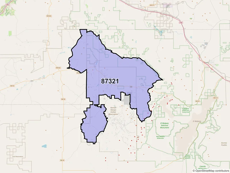 Map of ZIP Code 87321 — Ramah, NM
