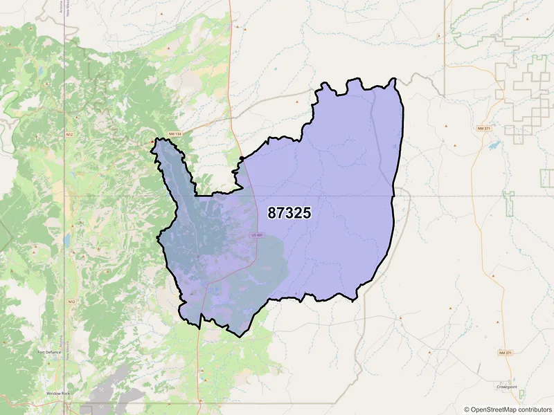 Map of ZIP Code 87325 — Tohatchi, NM