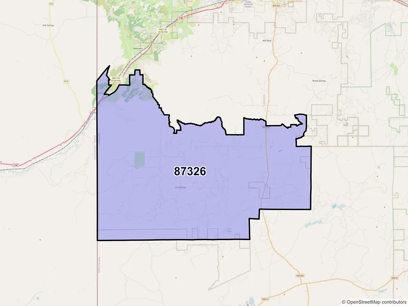 Map of Vanderwagen, New Mexico and ZIP codes