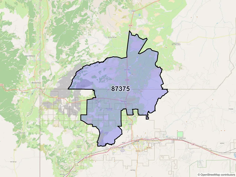 Map of Yatahey, New Mexico and ZIP codes