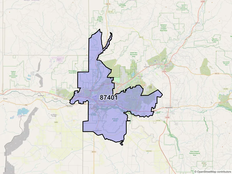 Map of ZIP Code 87401 — Farmington, NM