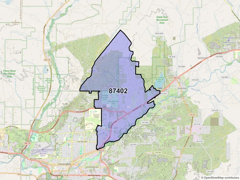 Map of ZIP Code 87402 — Farmington, NM