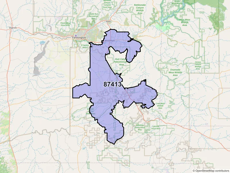 Map of ZIP Code 87413 — Bloomfield, NM