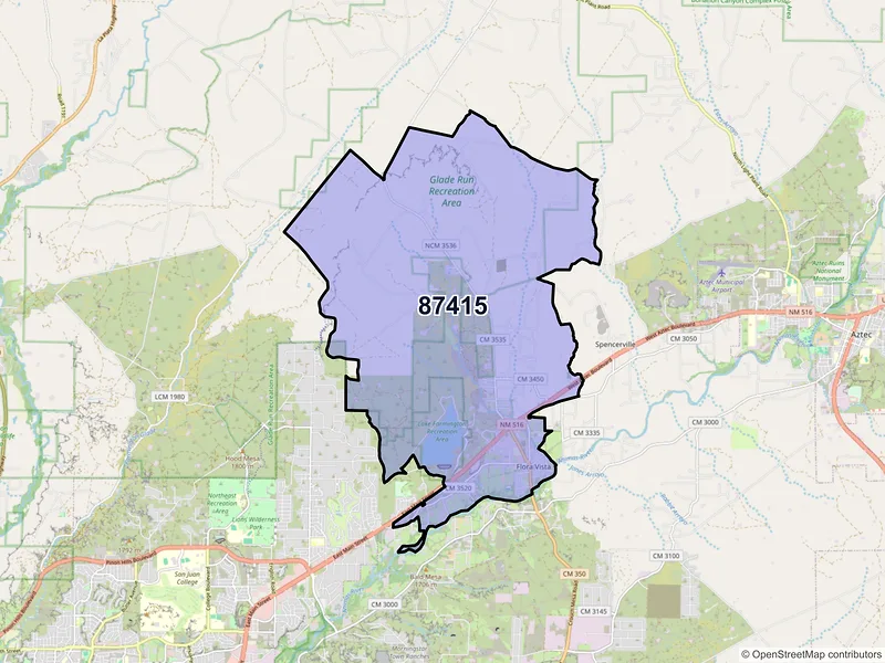 Map of ZIP Code 87415 — Flora Vista, NM