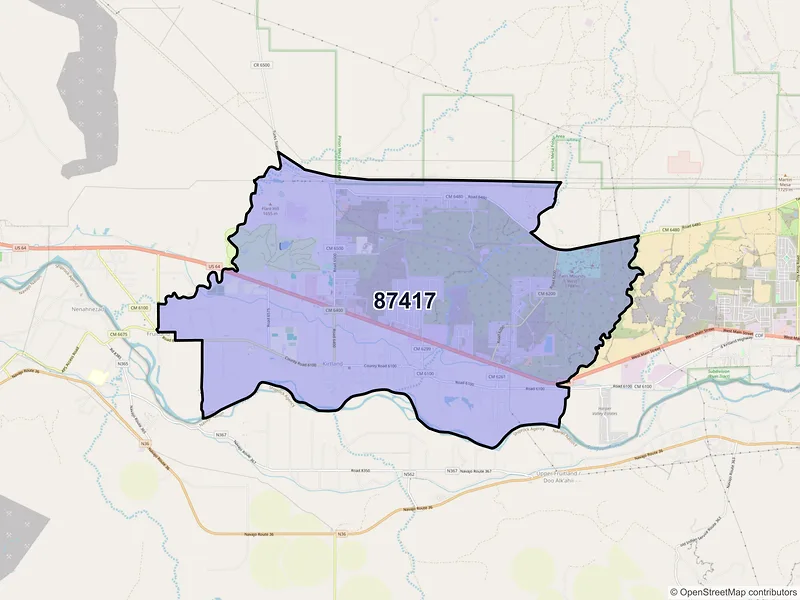 Map of Kirtland, New Mexico and ZIP codes