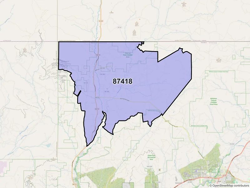 Map of La Plata, New Mexico and ZIP codes