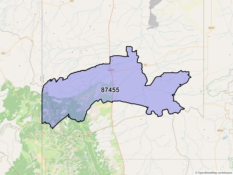 Map of Newcomb, New Mexico and ZIP codes