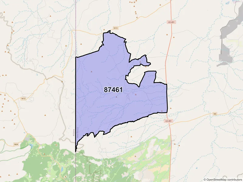 Map of Sanostee, New Mexico and ZIP codes