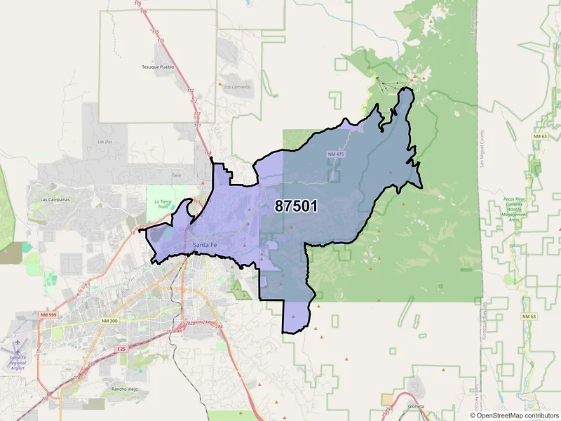 Map of ZIP Code 87501 — Santa Fe, NM