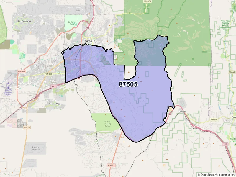Map of ZIP Code 87505 — Santa Fe, NM