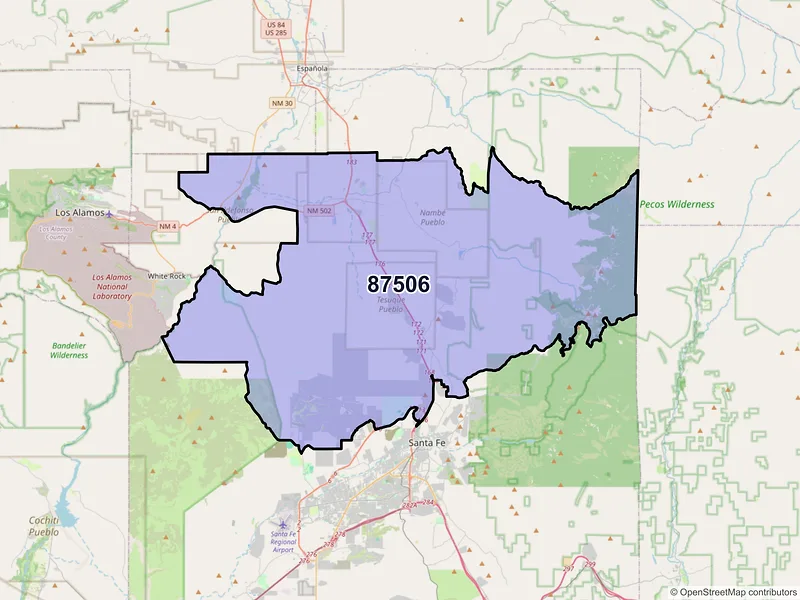 Map of ZIP Code 87506 — Santa Fe, NM