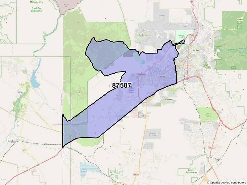 Map of ZIP Code 87507 — Santa Fe, NM