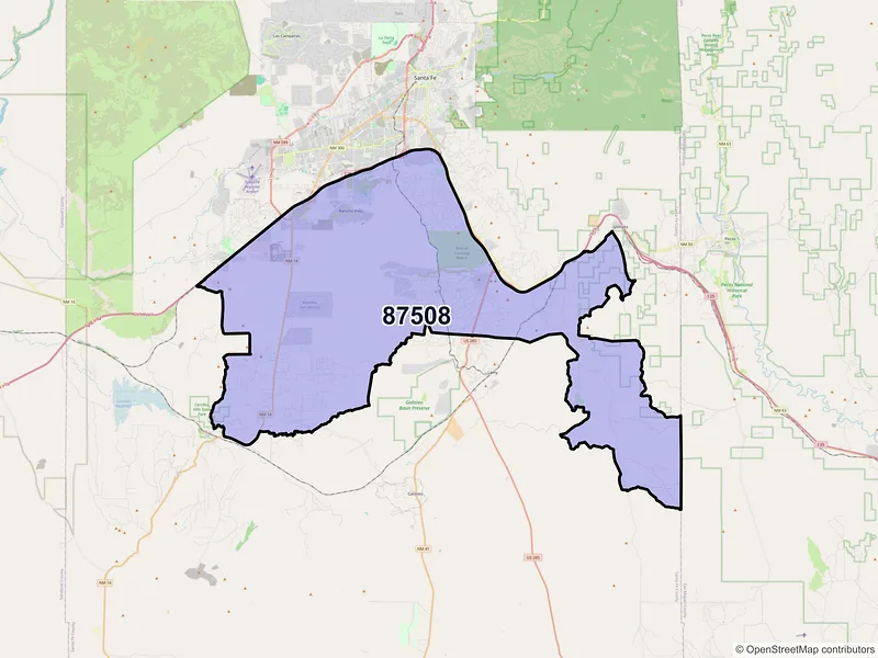 Map of ZIP Code 87508 — Santa Fe, NM