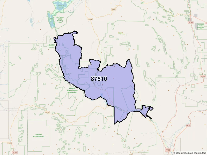 Map of Abiquiu, New Mexico and ZIP codes