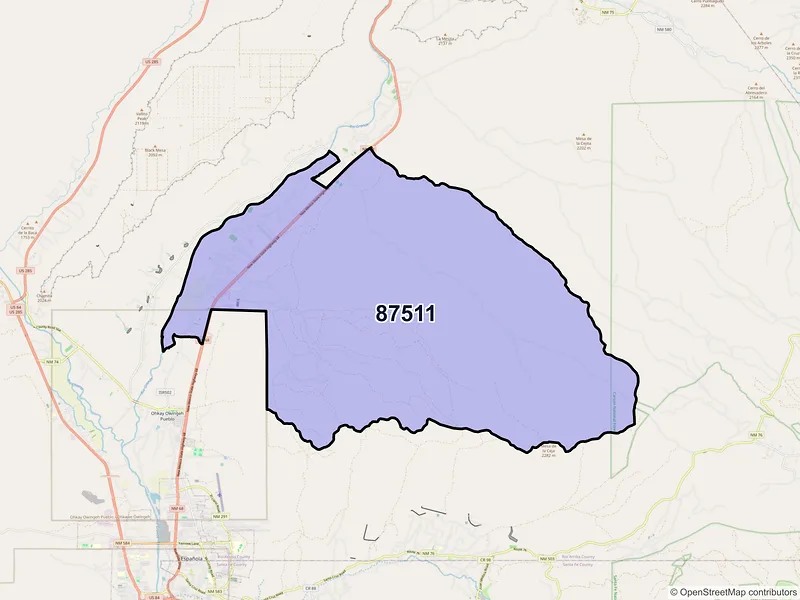 Map of Alcalde, New Mexico and ZIP codes