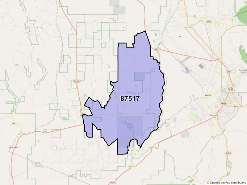 Map of Carson, New Mexico and ZIP codes