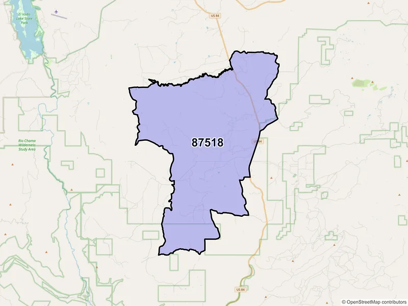 Map of Cebolla, New Mexico and ZIP codes