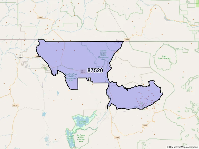 Map of ZIP Code 87520 — Chama, NM