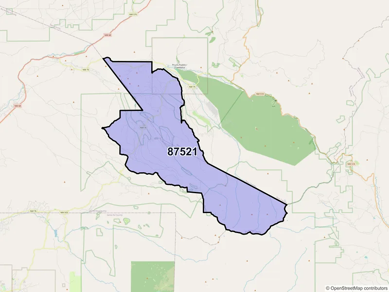 Map of ZIP Code 87521 — Chamisal, NM