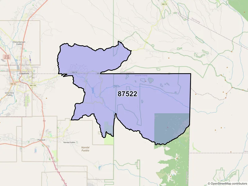 Map of ZIP Code 87522 — Chimayo, NM