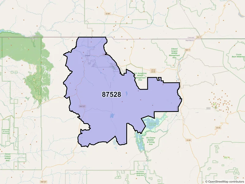 Map of ZIP Code 87528 — Dulce, NM