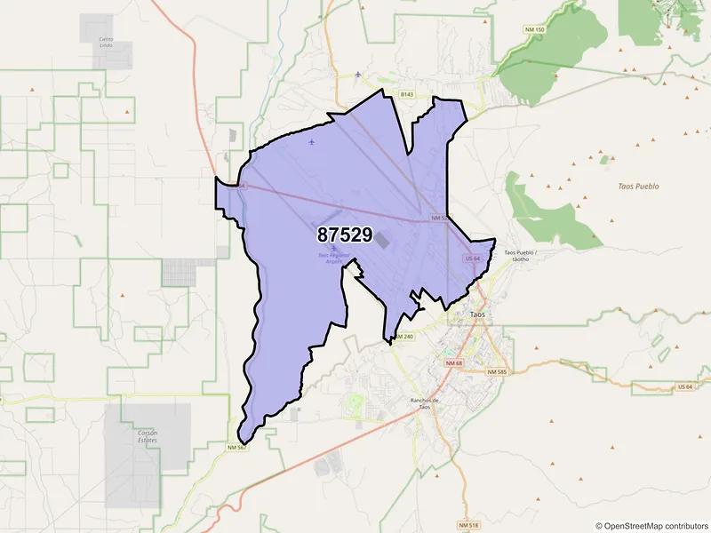 Map of El Prado, New Mexico and ZIP codes
