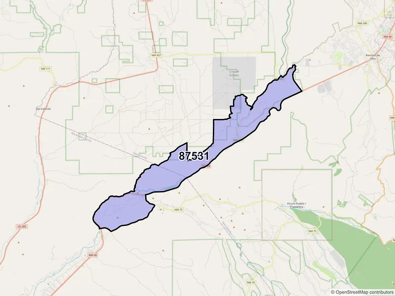 Map of ZIP Code 87531 — Embudo, NM