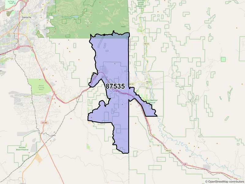 Map of Glorieta, New Mexico and ZIP codes