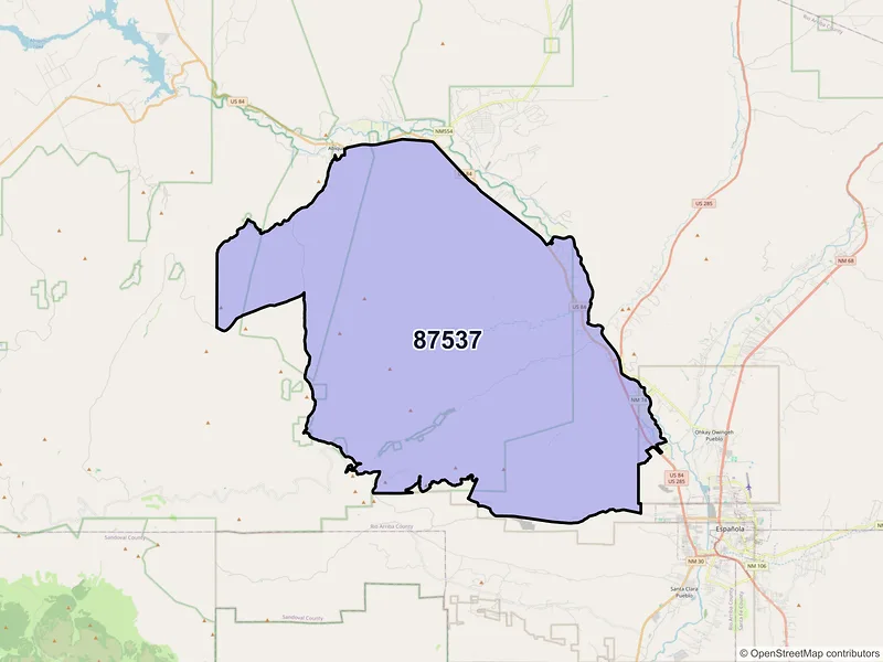 Map of ZIP Code 87537 — Hernandez, NM