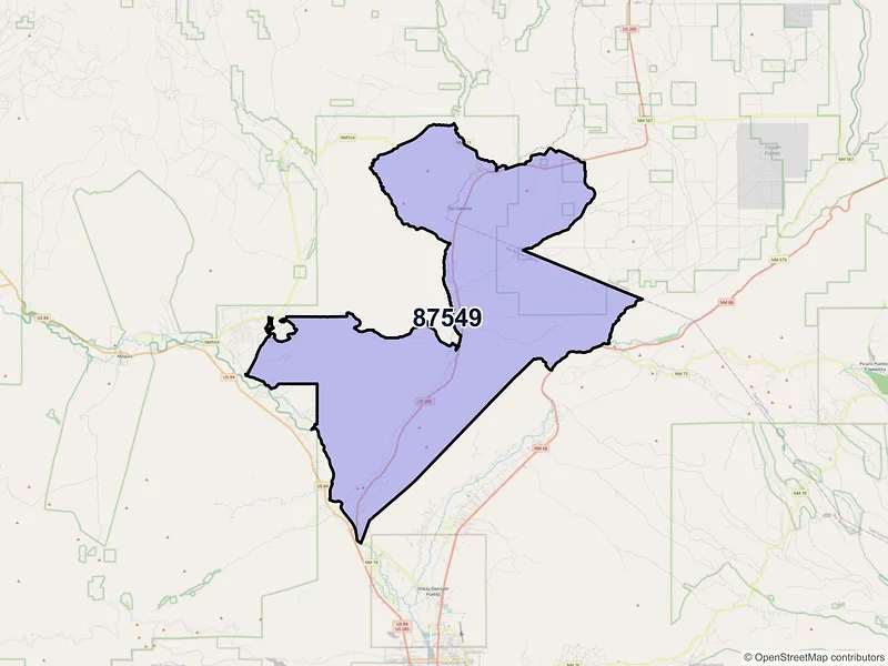 Map of Ojo Caliente, New Mexico and ZIP codes