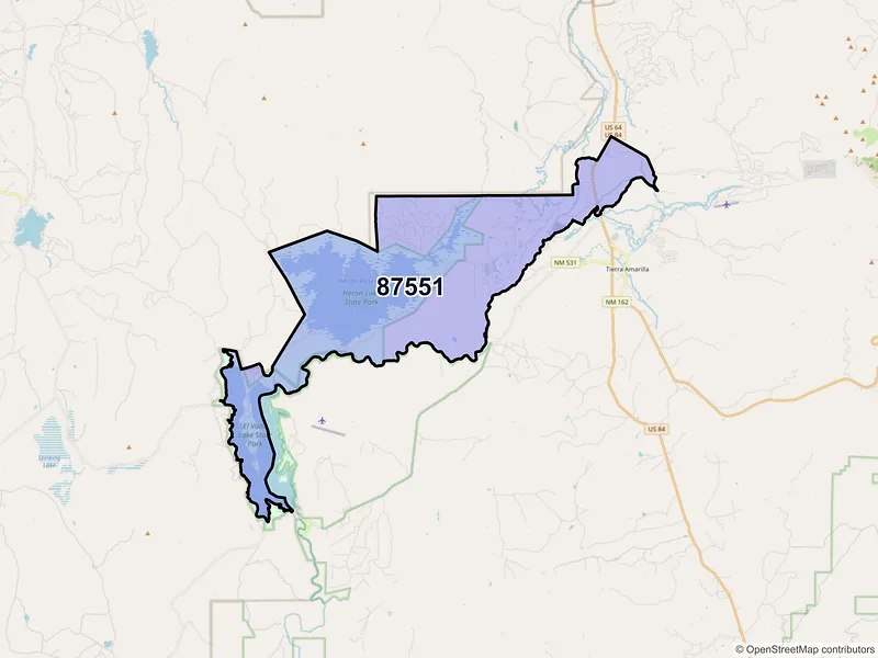 Map of ZIP Code 87551 — Los Ojos, NM