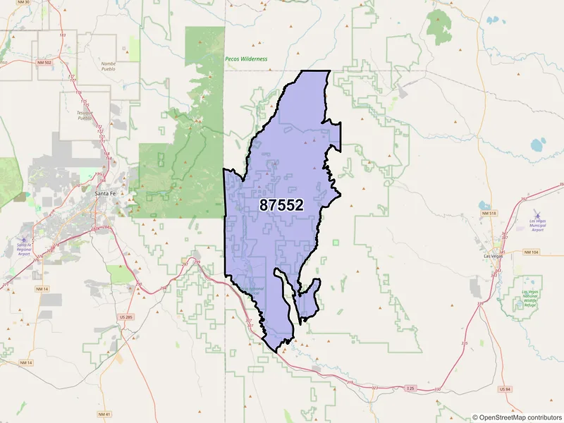 Map of ZIP Code 87552 — Pecos, NM