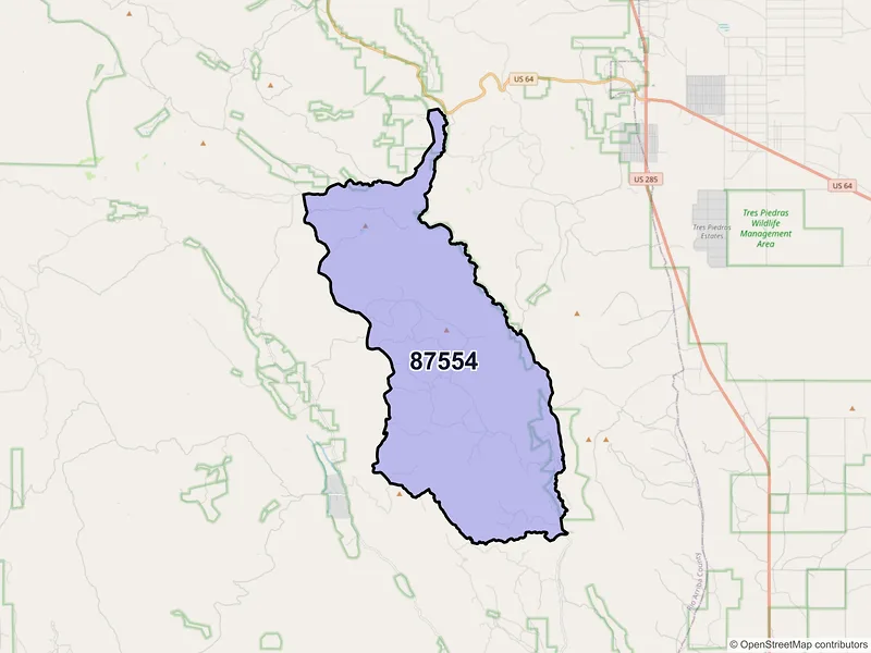 Map of Petaca, New Mexico and ZIP codes