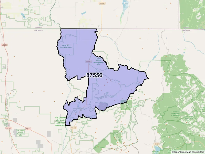 Map of Questa, New Mexico and ZIP codes