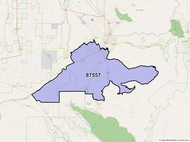 Map of ZIP Code 87557 — Ranchos De Taos, NM