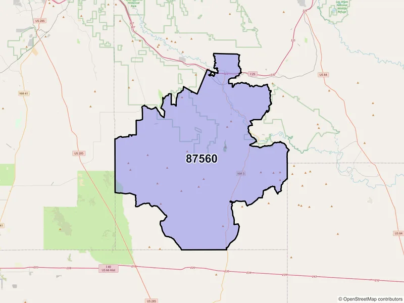 Map of ZIP Code 87560 — Ribera, NM
