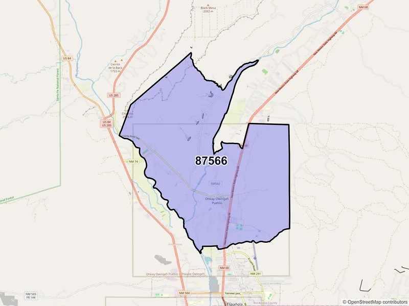 Map of ZIP Code 87566 — Ohkay Owingeh, NM
