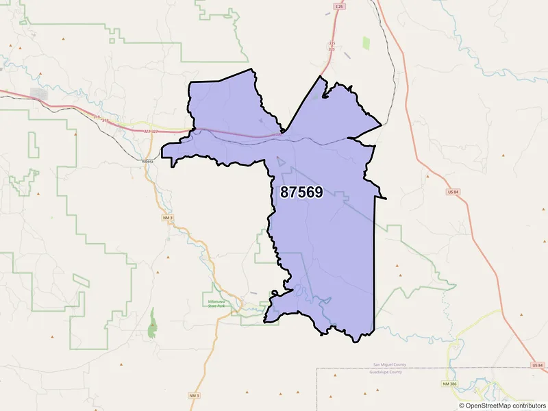Map of Serafina, New Mexico and ZIP codes