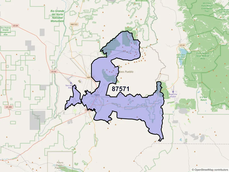 Map of ZIP Code 87571 — Taos, NM