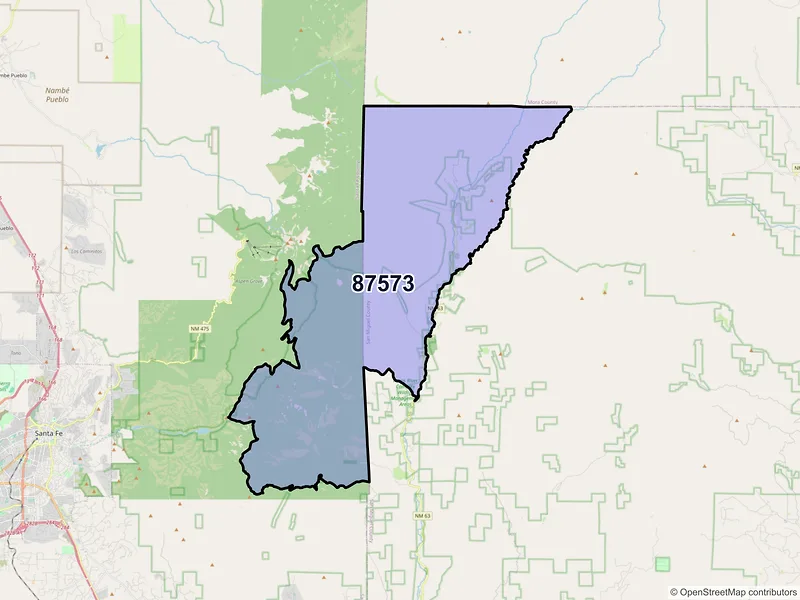 Map of Tererro, New Mexico and ZIP codes