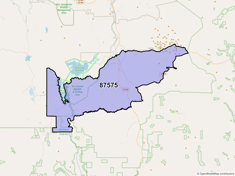 Map of Tierra Amarilla, New Mexico and ZIP codes