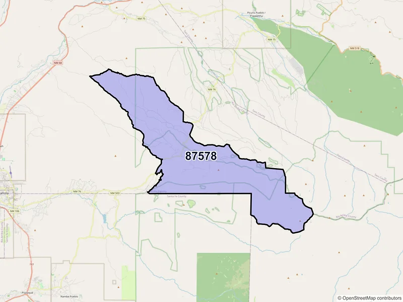 Map of Truchas, New Mexico and ZIP codes