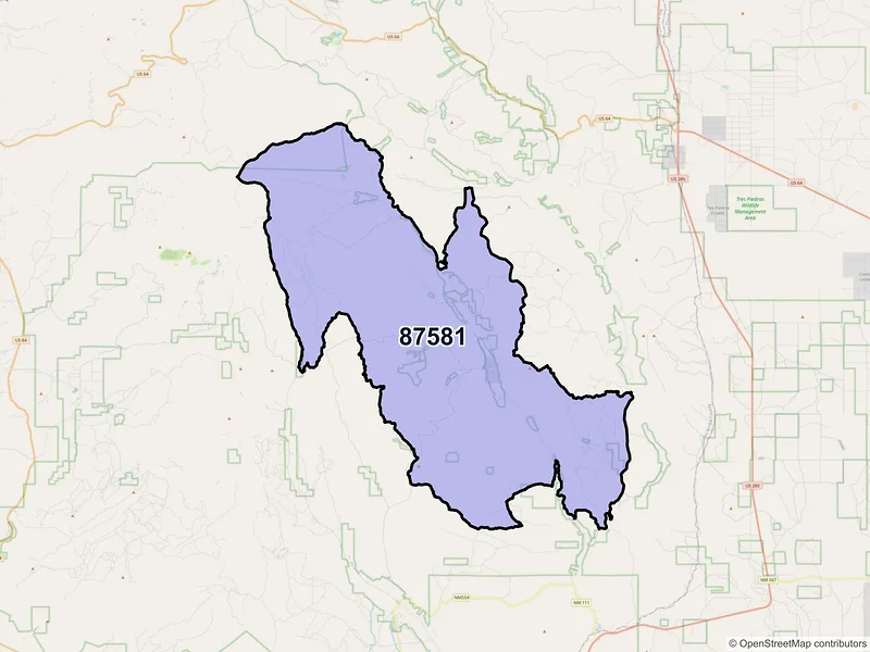 Map of ZIP Code 87581 — Vallecitos, NM