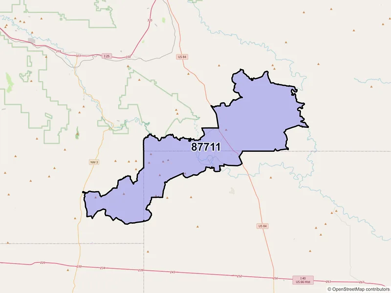 Map of ZIP Code 87711 — Anton Chico, NM
