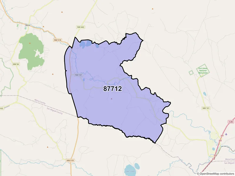 Map of Buena Vista, New Mexico and ZIP codes