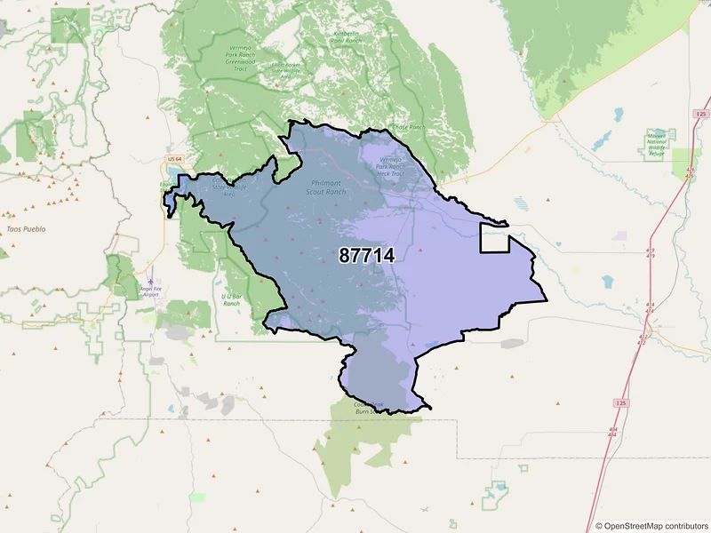 Map of ZIP Code 87714 — Cimarron, NM