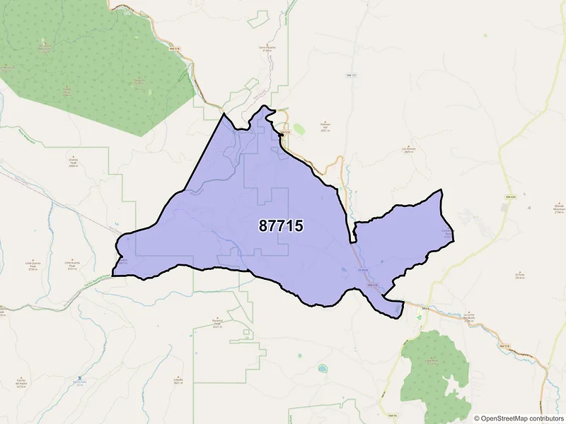 Map of ZIP Code 87715 — Cleveland, NM