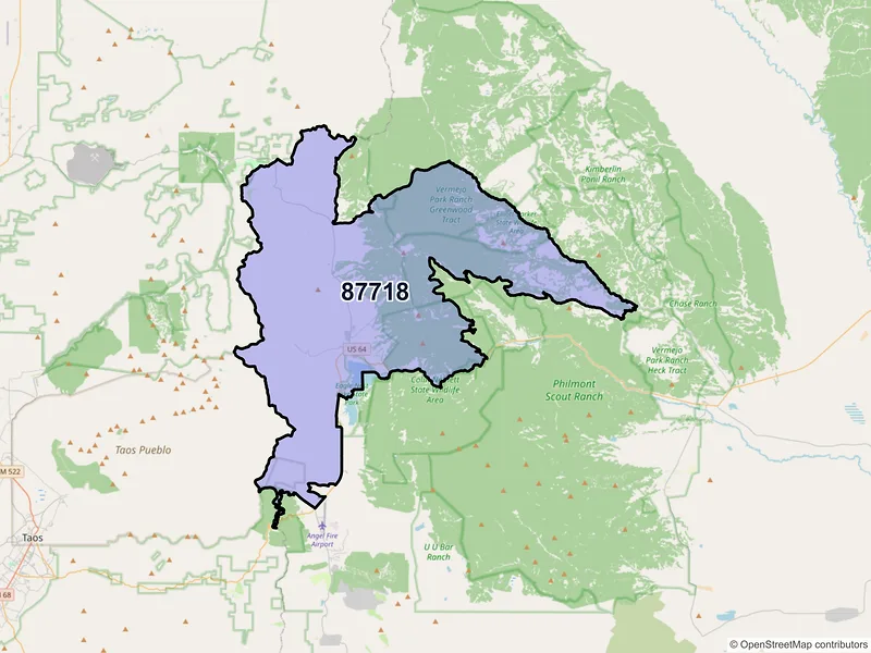 Map of ZIP Code 87718 — Eagle Nest, NM