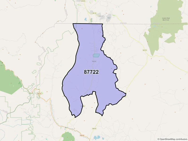Map of ZIP Code 87722 — Guadalupita, NM